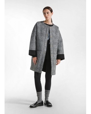 Γυναικείο μαύρο ζακάρ μάλλινο παλτό - Deha D12770 Γυναικείο μαύρο ζακάρ μάλλινο παλτό - Deha D12770