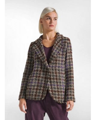 Γυναικείο καφέ μπουκλέ σακάκι - Deha D12470 Γυναικείο καφέ μπουκλέ σακάκι - Deha D12470