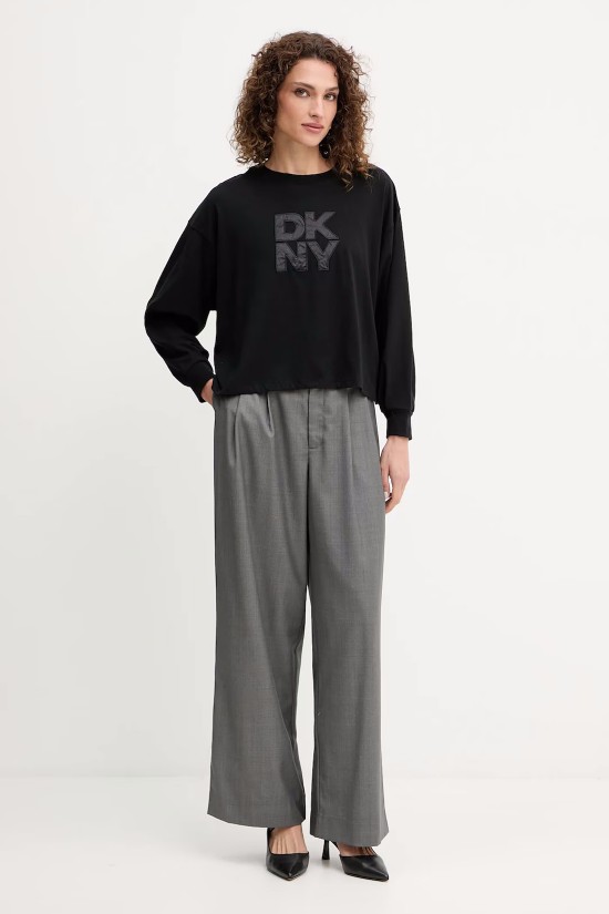 Γυναικεία μαύρη μακρυμάνικη μπλούζα με logo - DKNY DJ5T1488 Γυναικεία μαύρη μακρυμάνικη μπλούζα με logo - DKNY DJ5T1488
