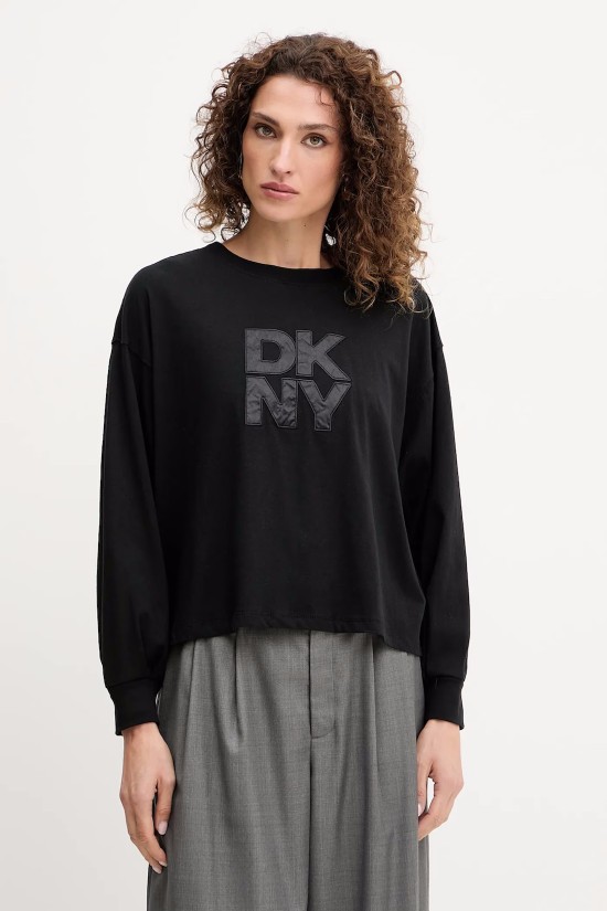 Γυναικεία μαύρη μακρυμάνικη μπλούζα με logo - DKNY DJ5T1488 Γυναικεία μαύρη μακρυμάνικη μπλούζα με logo - DKNY DJ5T1488