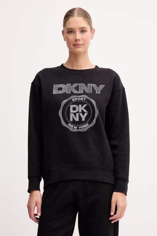 Γυναικεία μαύρη μπλούζα φούτερ με logo - DKNY DP5T1340 Γυναικεία μαύρη μπλούζα φούτερ με logo - DKNY DP5T1340