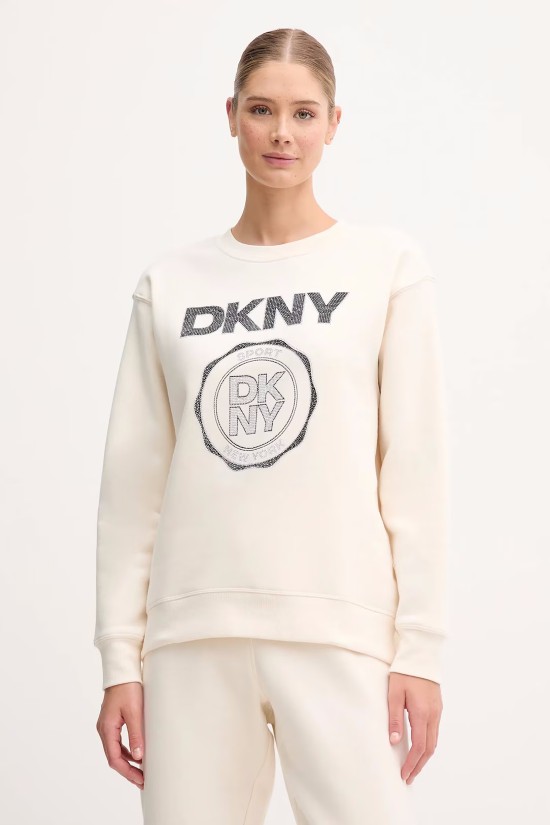 Γυναικεία μπεζ μπλούζα φούτερ με logo - DKNY DP5T1340 Γυναικεία μπεζ μπλούζα φούτερ με logo - DKNY DP5T1340