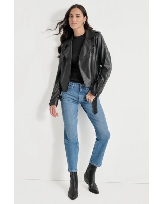 Γυναικείο μαύρο δερμάτινο μπουφάν - DKNY DJ4J6026 Γυναικείο μαύρο δερμάτινο μπουφάν - DKNY DJ4J6026