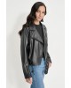 Γυναικείο μαύρο δερμάτινο μπουφάν - DKNY DJ4J6026 Γυναικείο μαύρο δερμάτινο μπουφάν - DKNY DJ4J6026
