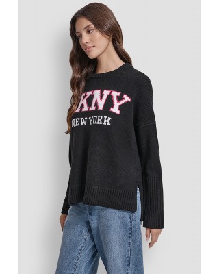Γυναικείο μαύρο πουλόβερ με λογότυπο - DKNY DJ4RO362 Γυναικείο μαύρο πουλόβερ με λογότυπο - DKNY DJ4RO362