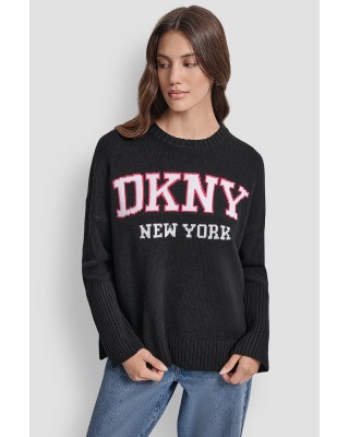 Γυναικείο μαύρο πουλόβερ με λογότυπο - DKNY DJ4RO362 Γυναικείο μαύρο πουλόβερ με λογότυπο - DKNY DJ4RO362