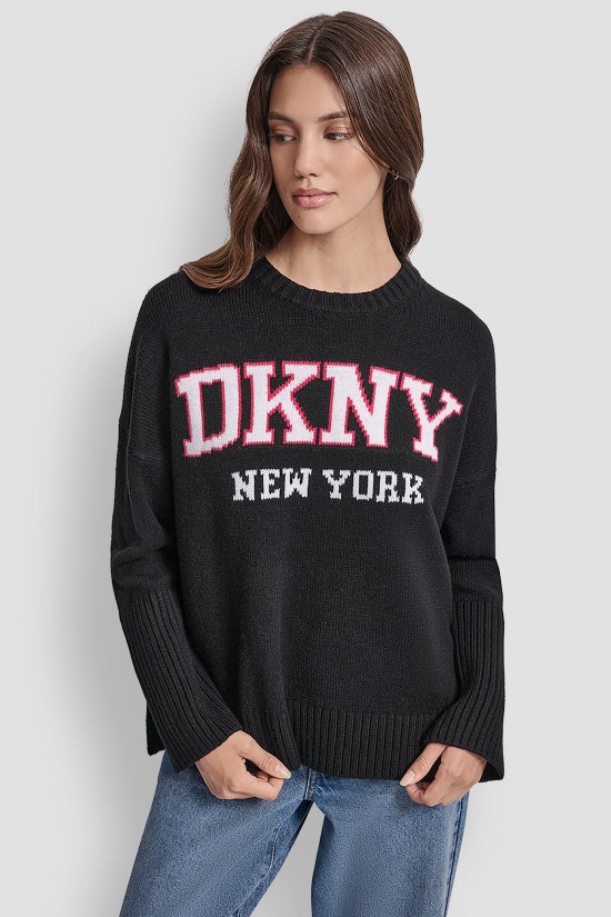 Γυναικείο μαύρο πουλόβερ με λογότυπο - DKNY DJ4RO362 Γυναικείο μαύρο πουλόβερ με λογότυπο - DKNY DJ4RO362