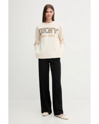 Γυναικείο μπεζ πουλόβερ με λογότυπο - DKNY DJ4RO362 Γυναικείο μπεζ πουλόβερ με λογότυπο - DKNY DJ4RO362