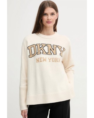 Γυναικείο μπεζ πουλόβερ με λογότυπο - DKNY DJ4RO362 Γυναικείο μπεζ πουλόβερ με λογότυπο - DKNY DJ4RO362