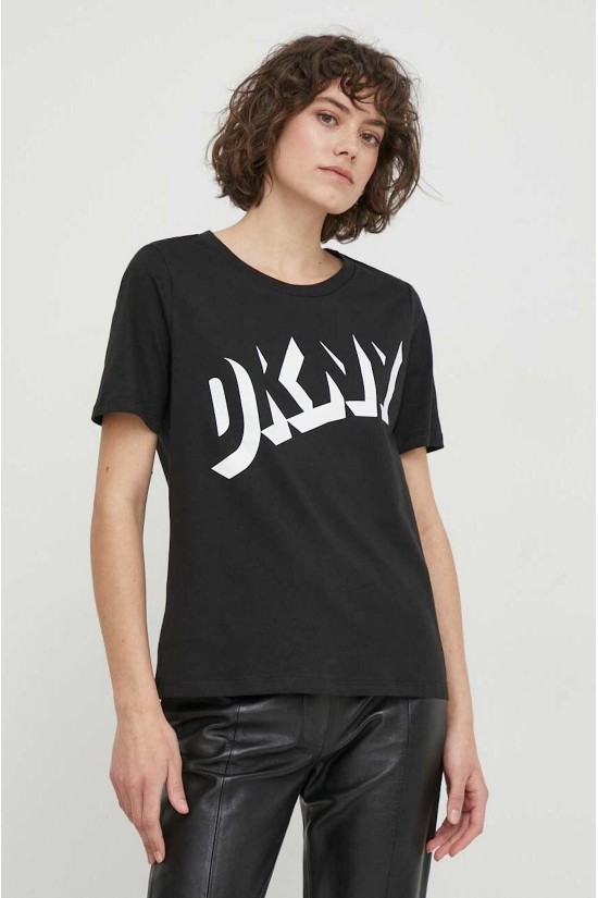 Γυναικεία μαύρη κοντομάνικη μπλούζα - DKNY D2A4A0AT