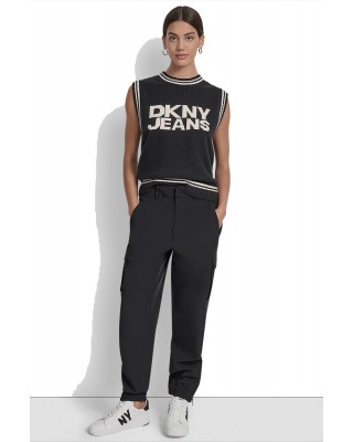 Γυναικείο μαύρο ψηλόμεσο παντελόνι cargo - DKNY DJ5P3087