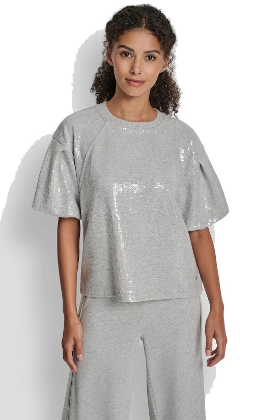 Γυναικεία κοντομάνικη μπλούζα με παγιέτα - DKNY DJ6T1670
