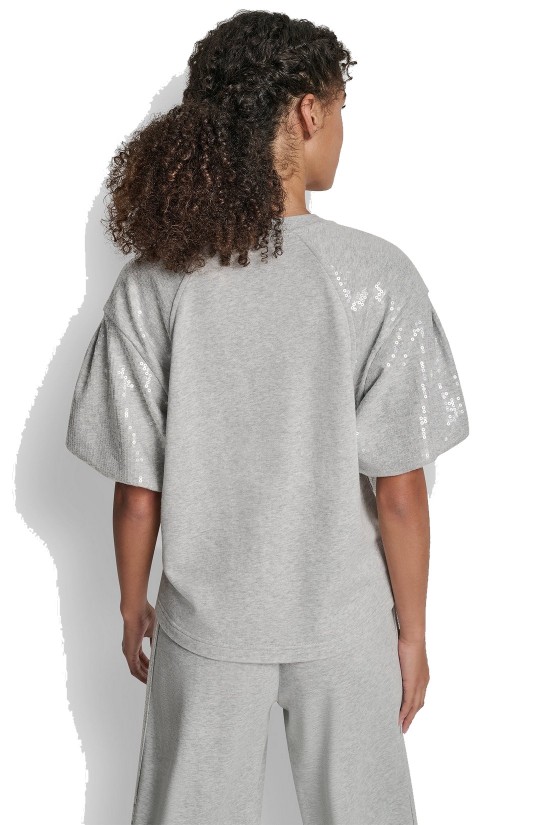 Γυναικεία κοντομάνικη μπλούζα με παγιέτα - DKNY DJ6T1670