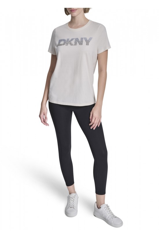 Γυναικεία μπεζ κοντομάνικη μπλούζα - DKNY DP6T1557