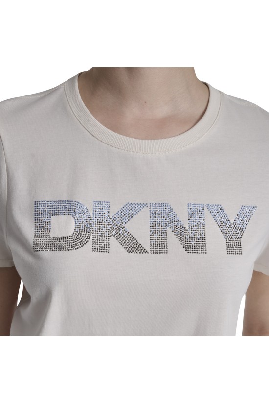 Γυναικεία μπεζ κοντομάνικη μπλούζα - DKNY DP6T1557