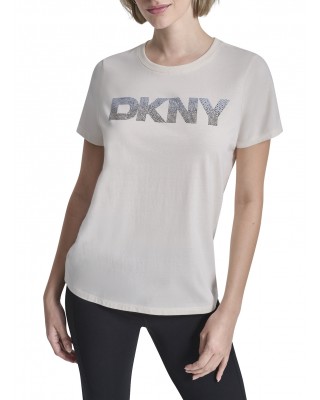 Γυναικεία μπεζ κοντομάνικη μπλούζα - DKNY DP6T1557