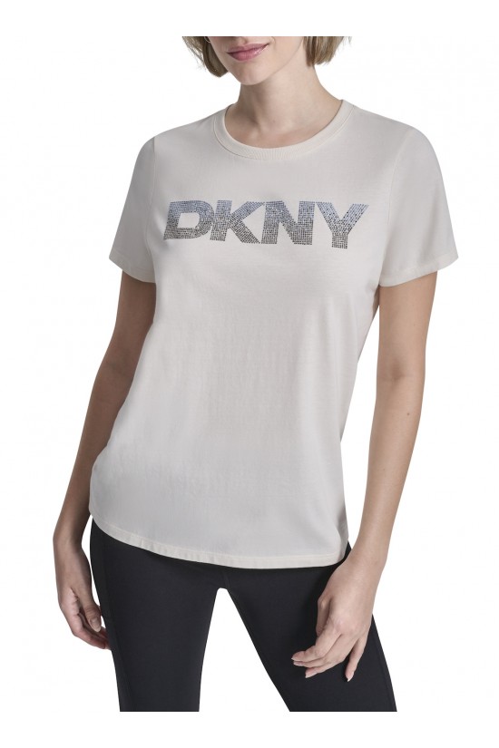Γυναικεία μπεζ κοντομάνικη μπλούζα - DKNY DP6T1557