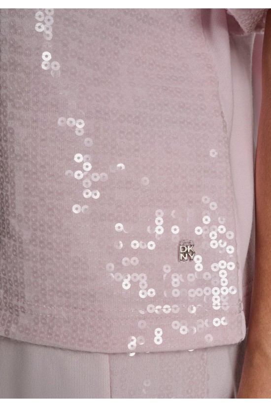 Γυναικεία κοντομάνικη μπλούζα με παγιέτα - DKNY DJ6T1670