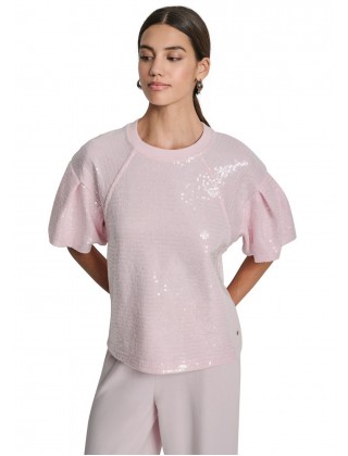 Γυναικεία κοντομάνικη μπλούζα με παγιέτα - DKNY DJ6T1670