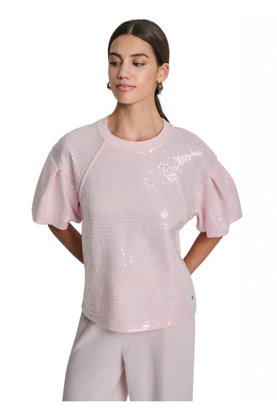 Γυναικεία κοντομάνικη μπλούζα με παγιέτα - DKNY DJ6T1670