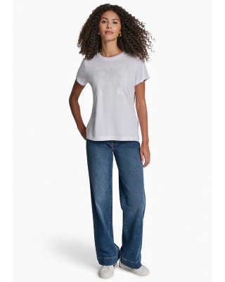 Γυναικεία λευκή κοντομάνικη μπλούζα - DKNY DJ6T1684