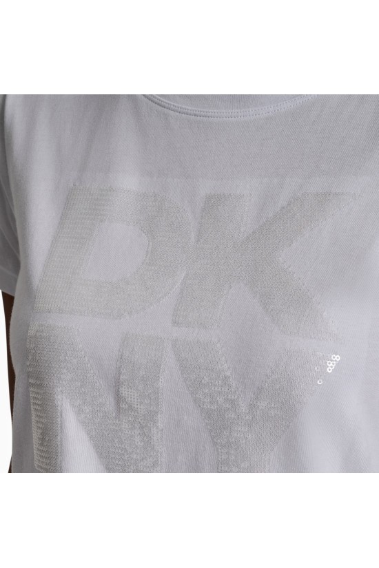 Γυναικεία λευκή κοντομάνικη μπλούζα - DKNY DJ6T1684