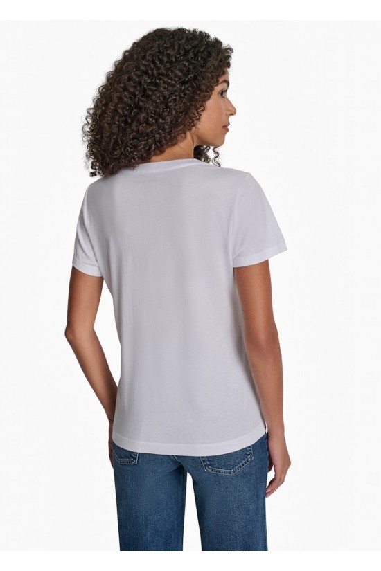Γυναικεία λευκή κοντομάνικη μπλούζα - DKNY DJ6T1684