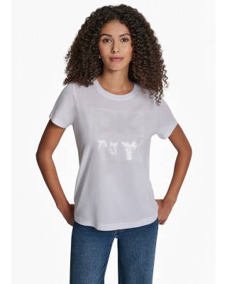 Γυναικεία λευκή κοντομάνικη μπλούζα - DKNY DJ6T1684