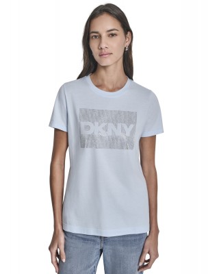 Γυναικεία λευκή κοντομάνικη μπλούζα με λογότυπο - DKNY DJ6T1701