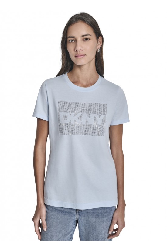 Γυναικεία λευκή κοντομάνικη μπλούζα με λογότυπο - DKNY DJ6T1701