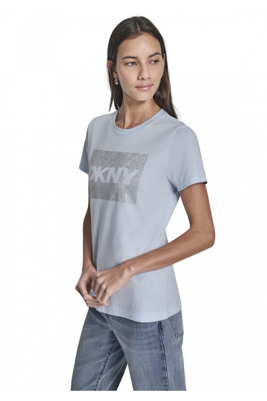 Γυναικεία λευκή κοντομάνικη μπλούζα με λογότυπο - DKNY DJ6T1701