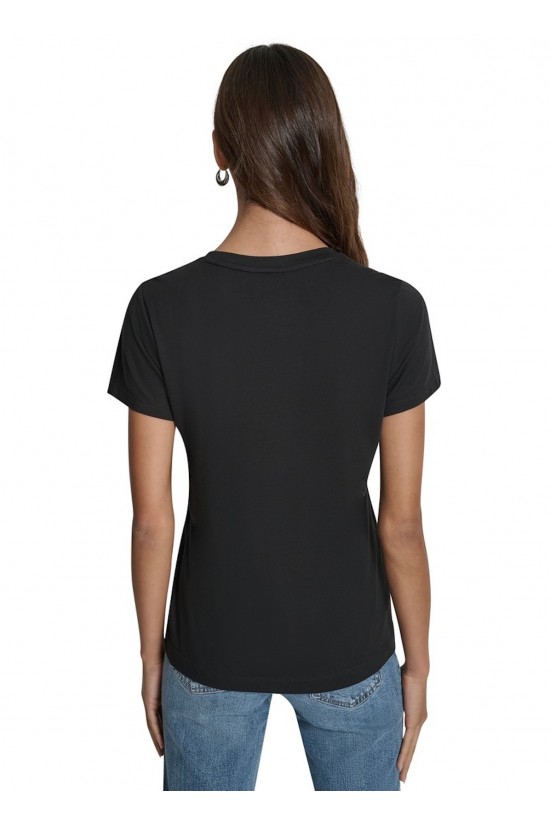 Γυναικεία μαύρη κοντομάνικη μπλούζα - DKNY DJ6T1684