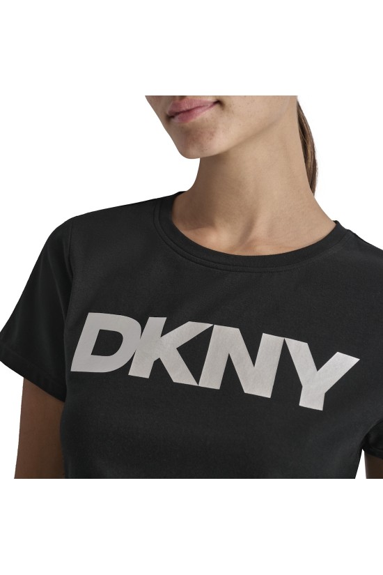 Γυναικεία μαύρη κοντομάνικη μπλούζα - DKNY DP5T9923