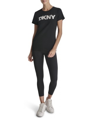 Γυναικεία μαύρη κοντομάνικη μπλούζα - DKNY DP5T9923