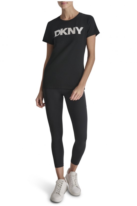 Γυναικεία μαύρη κοντομάνικη μπλούζα - DKNY DP5T9923