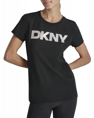 Γυναικεία μαύρη κοντομάνικη μπλούζα - DKNY DP5T9923