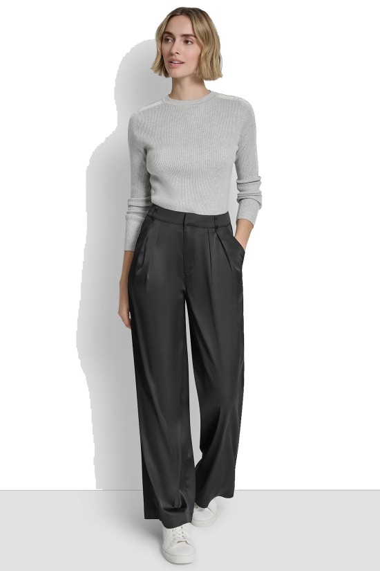 Γυναικεία μαύρη ψηλόμεση παντελόνα με πιέτα - DKNY DJ5P3100