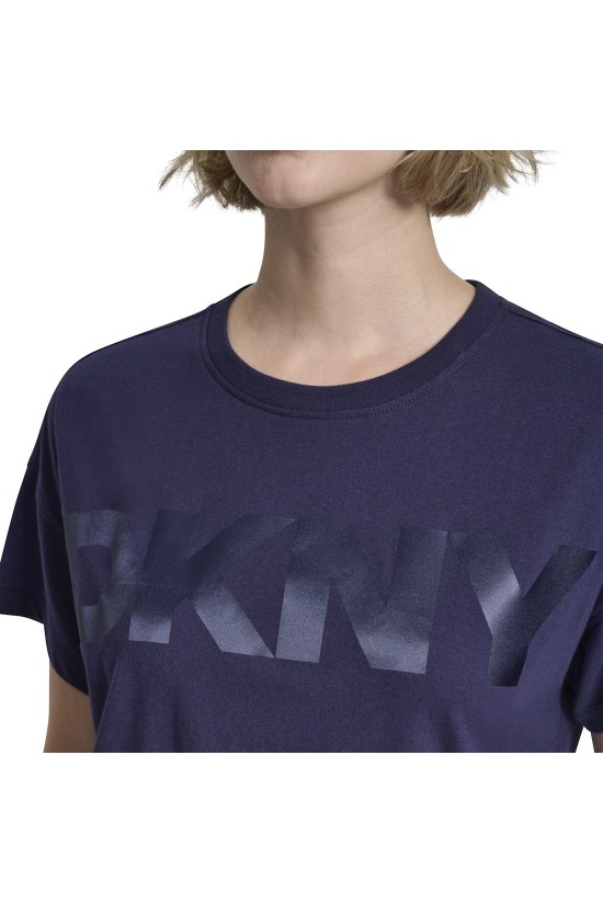 Γυναικεία μπλε κοντομάνικη μπλούζα με λογότυπο - DKNY DP6T1534