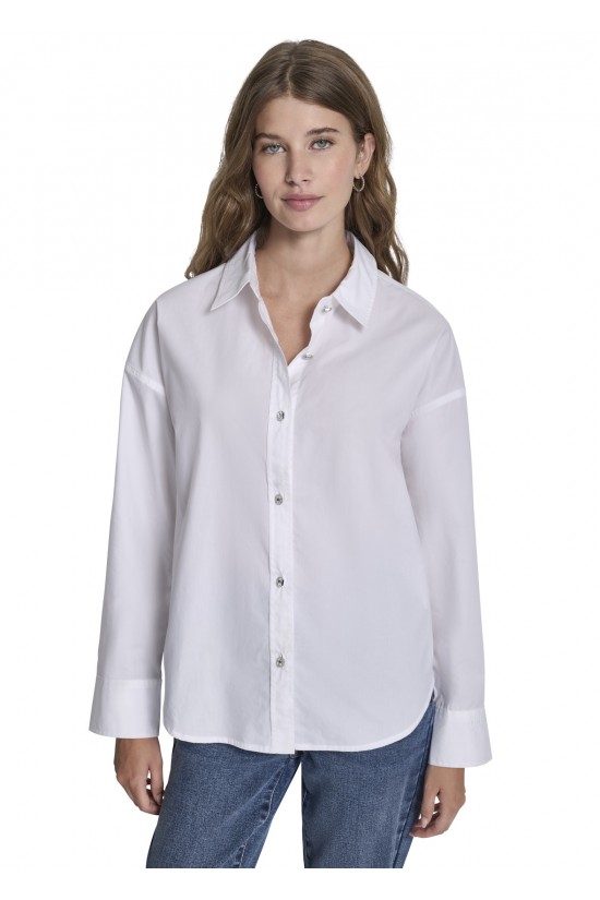 Γυναικείο λευκό μεσάτο πουκάμισο - DKNY DJ6W2171