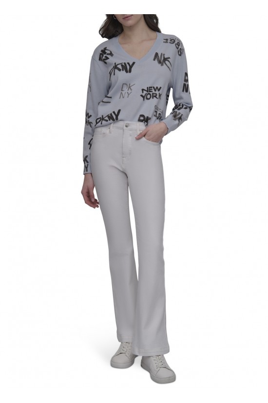 Γυναικείο λευκό τζιν flare παντελόνι - DKNY DJ4M005