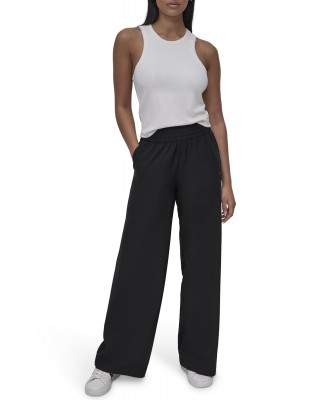 Γυναικείο μαύρο παντελόνι φόρμας wide leg - DKNY DP5P3686