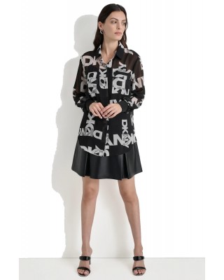 Γυναικείο μαύρο πουκάμισο με λογότυπο - DKNY P4RA6FXZ Γυναικείο μαύρο πουκάμισο με λογότυπο - DKNY P4RA6FXZ