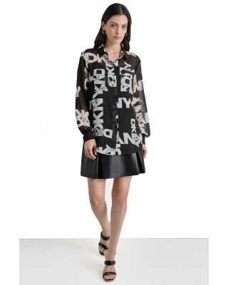 Γυναικείο μαύρο πουκάμισο με λογότυπο - DKNY P4RA6FXZ