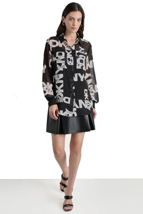 Γυναικείο μαύρο πουκάμισο με λογότυπο - DKNY P4RA6FXZ Γυναικείο μαύρο πουκάμισο με λογότυπο - DKNY P4RA6FXZ