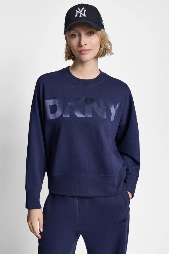 Γυναικείο μπλε oversized φούτερ - DKNY DP6T1561