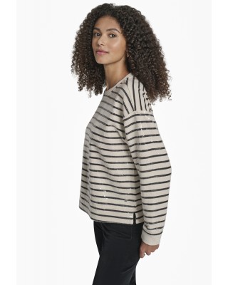 Γυναικείο ριγέ φούτερ με παγιέτα - DKNY DJ6T1655