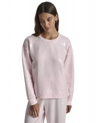 Γυναικείο ροζ φούτερ με παγιέτα - DKNY DJ6T1655