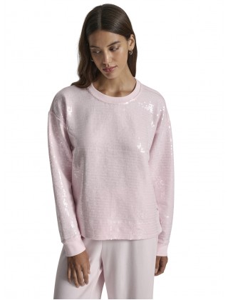 Γυναικείο ροζ φούτερ με παγιέτα - DKNY DJ6T1655