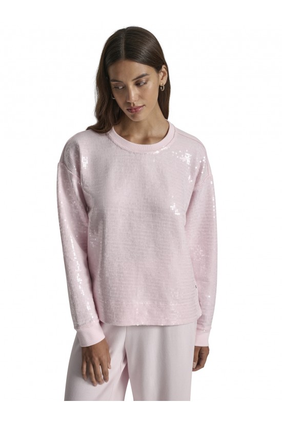 Γυναικείο ροζ φούτερ με παγιέτα - DKNY DJ6T1655