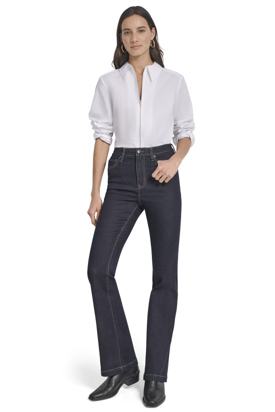 Γυναικείο ψηλόμεσο σκούρο μπλε flare τζιν παντελόνι - DKNY DJ5M4005 NDO